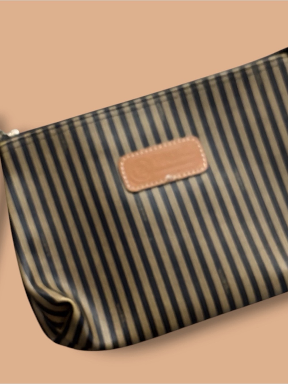 Vintage Fendi 1926 SAS Roma Toiletry Pequin Stripe Wristlet Logo Clutch Bag